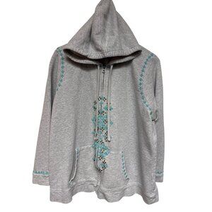 Lucky Lotus Brand Women's Sweatshirt Hoodie Embroidered Aztec Southwestern 2X